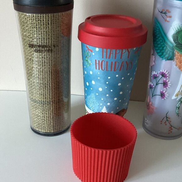 4 Starbucks Travel On-The-Go Mugs Water Tumblers Coffee Tea Hot Cold Drinks - Picture 3 of 9